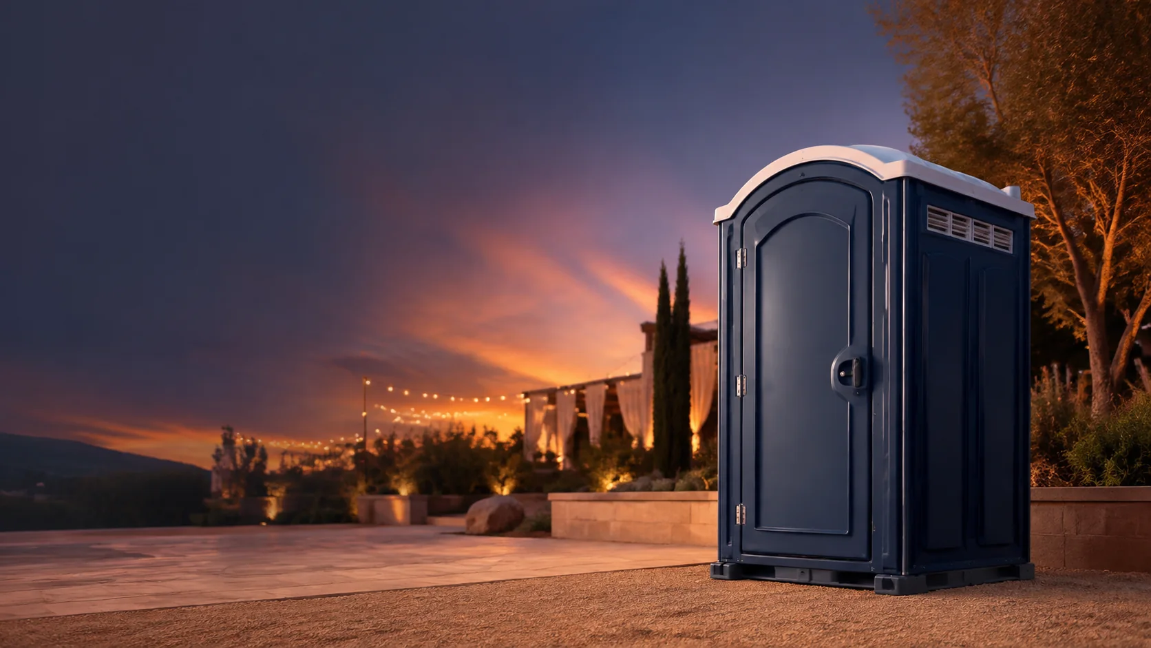 Portable restroom shown for rental planning in Fort Worth, TX